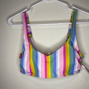 Stripped bikini top V neck